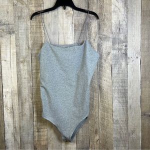 Wild Fable XXL Spaghetti Strap Gray Bodysuit with Double Crotch Closure